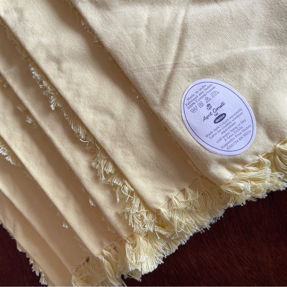 April Cornell Yellow 100% Cotton Napkins - Set of 6 NWT New Danica